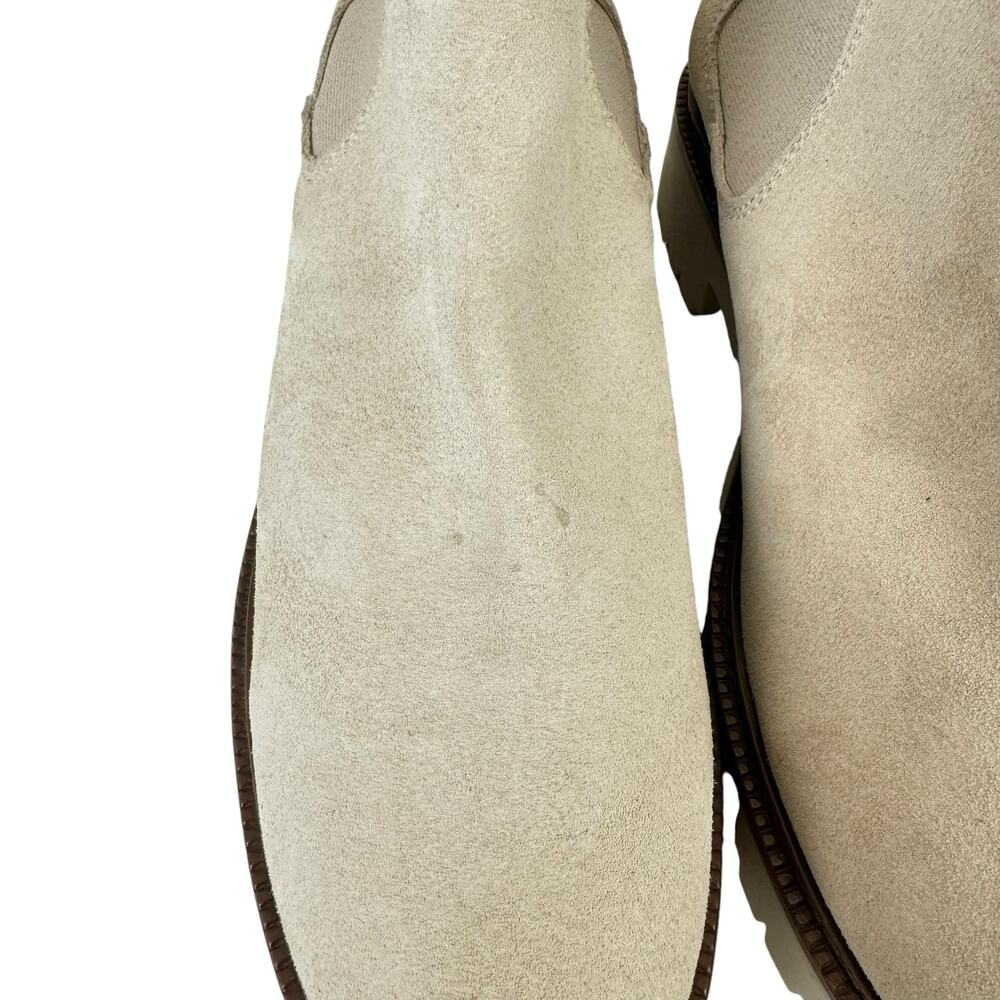 Enzo Tesoti Cream Suede Leather Pull On Lug Sole Chelsea Boots - Picture 9 of 12